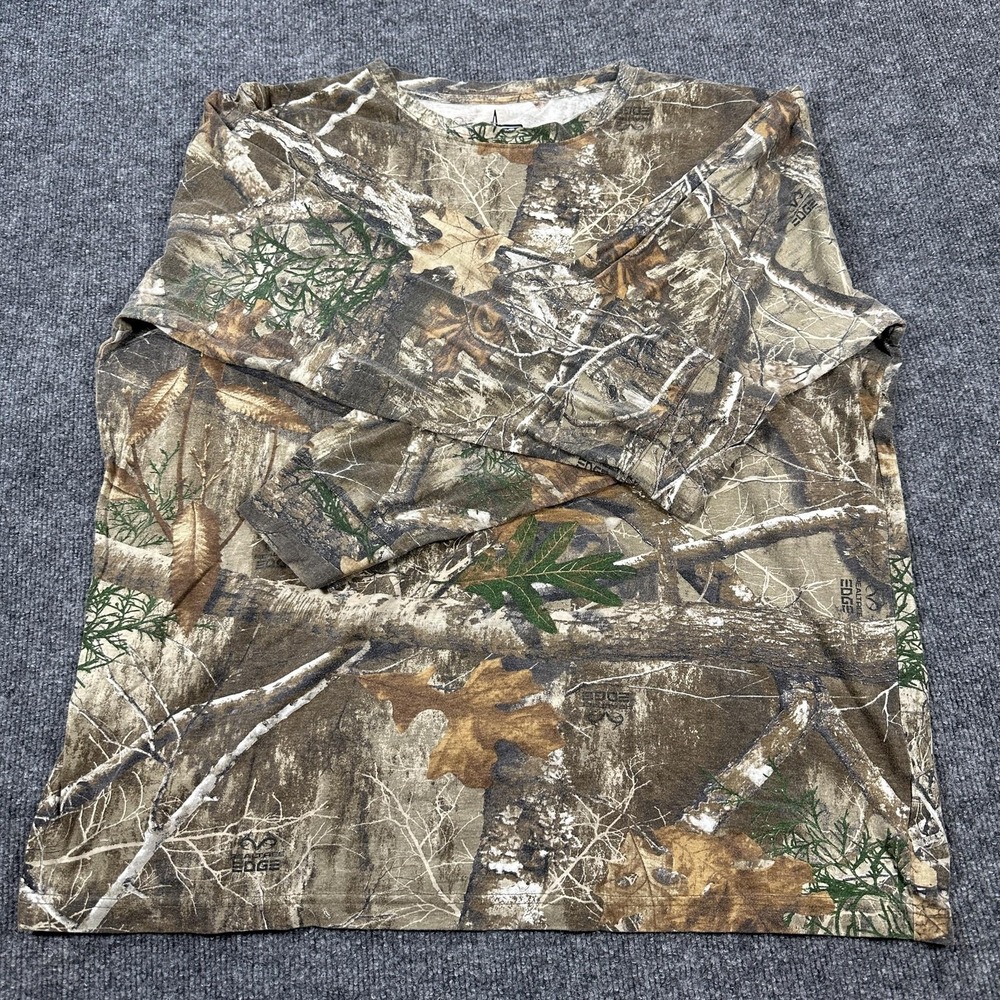 Habit Shirt Mens 2XL Brown Camo Long Sleeve Hunting Tee Tagless Crewneck Outdoor